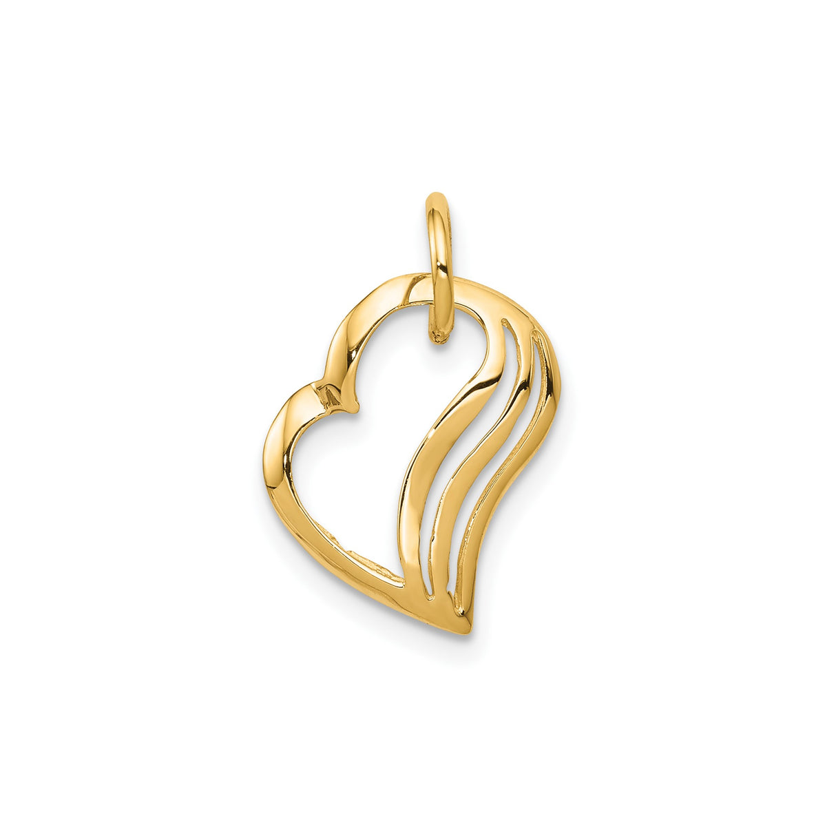 10k Yellow Gold Heart Pendant with Flowing Abstract Design for Women