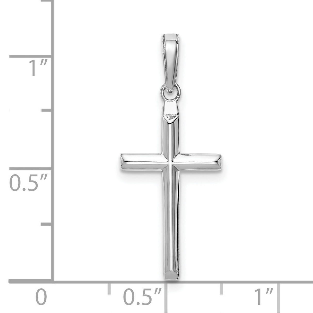 10k White Gold Reversible Latin Cross Pendant with Polished Minimalist Design