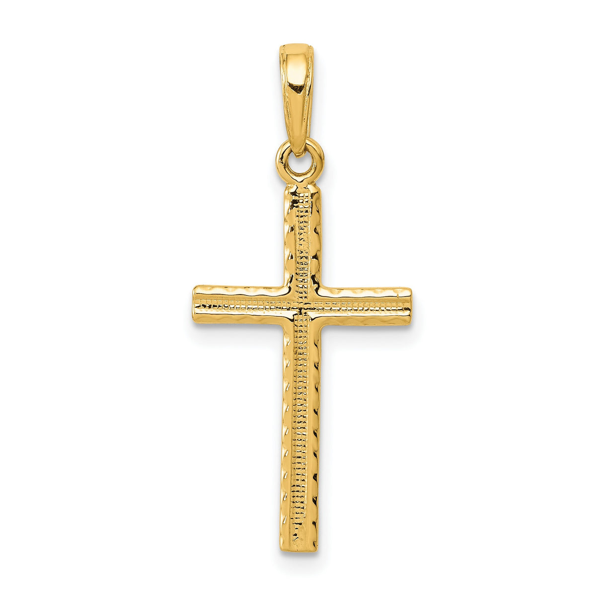 10k Yellow Gold Latin Cross Pendant, Polished Religious Charm for Men and Women