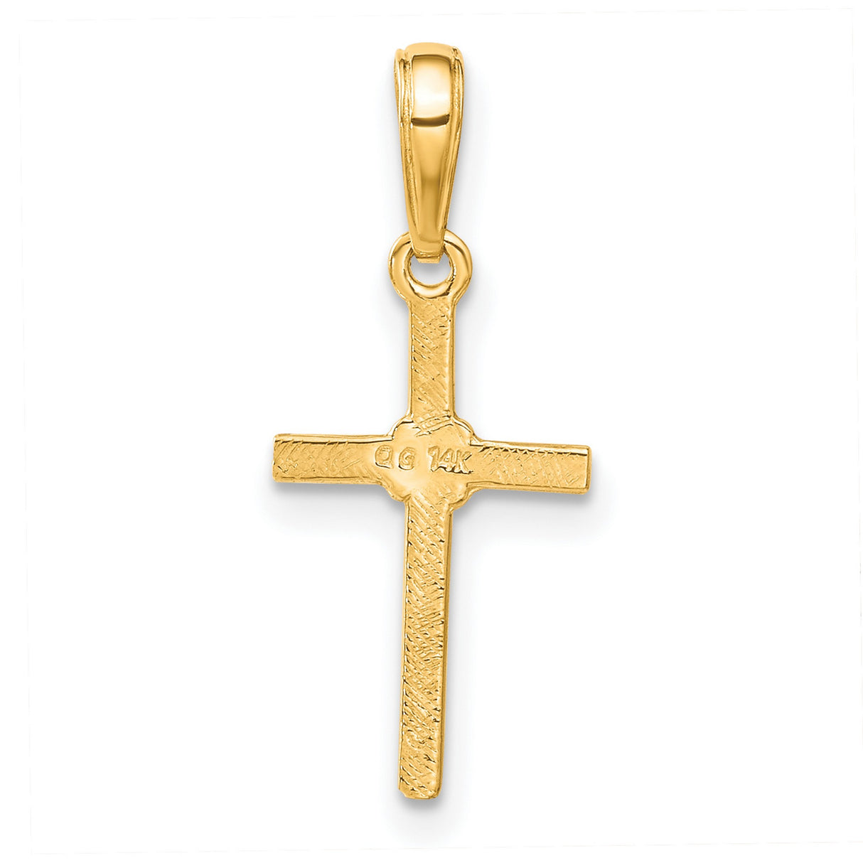 10k Yellow Gold Cross Pendant with Rounded Edges, Polished Finish, Minimalist Religious Design