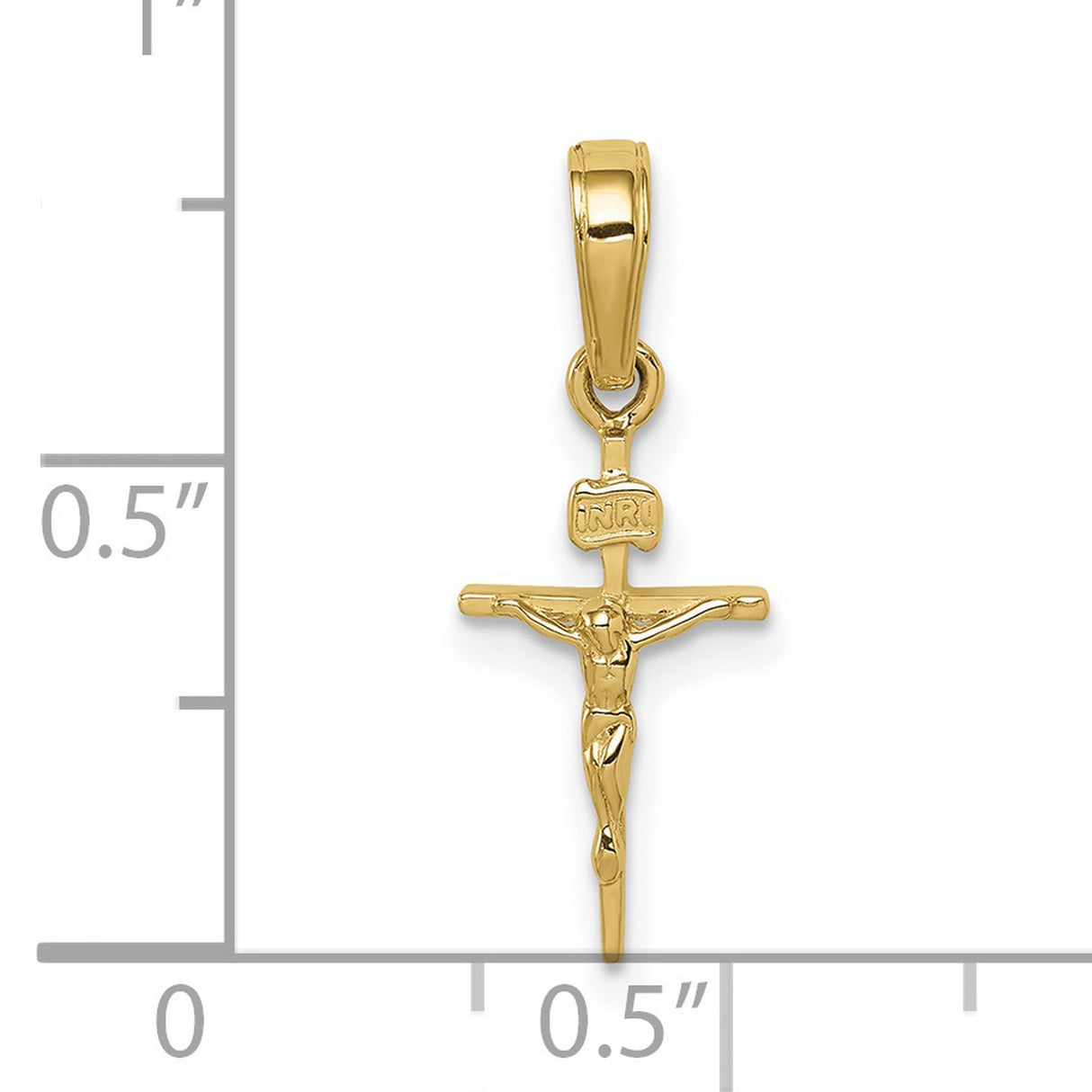 10k Yellow Gold Crucifix Cross Pendant with INRI and Detailed Christ Figure for Men and Women