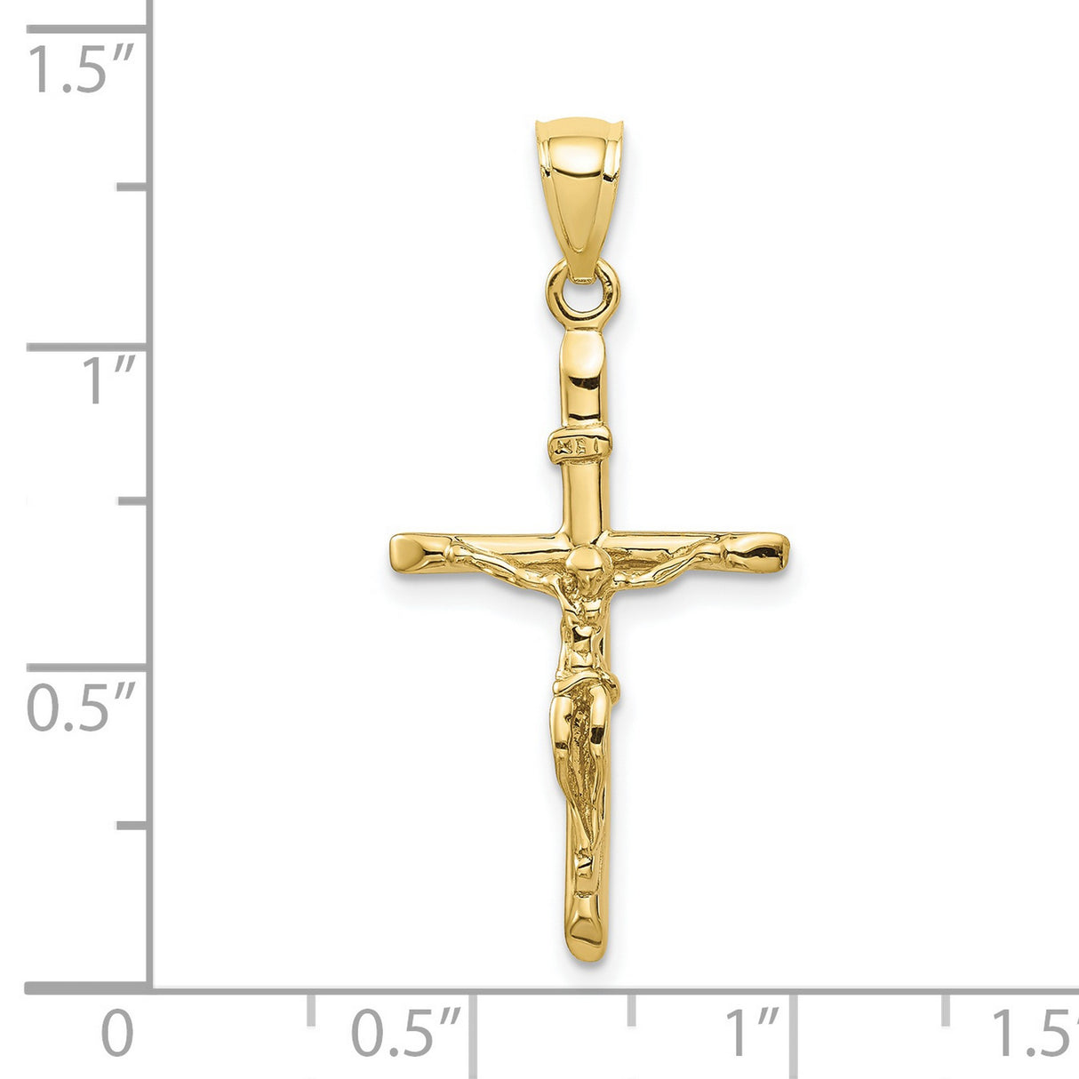 10k Yellow Gold Crucifix Cross Pendant with INRI Symbol and Jesus Figure