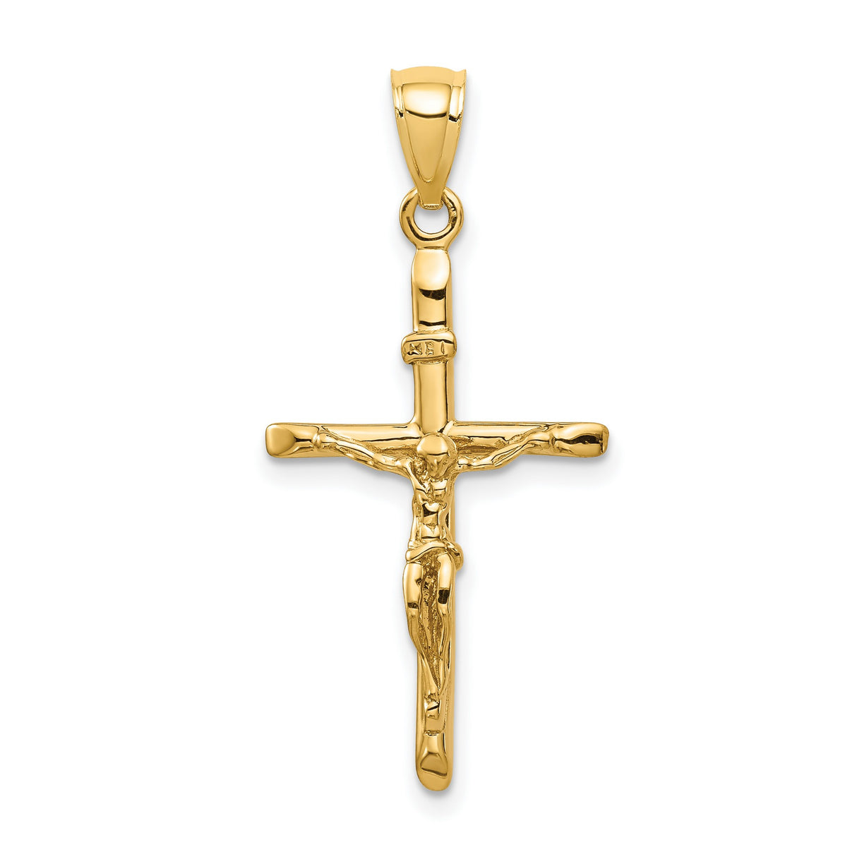 10k Yellow Gold Crucifix Cross Pendant with INRI Symbol and Jesus Figure