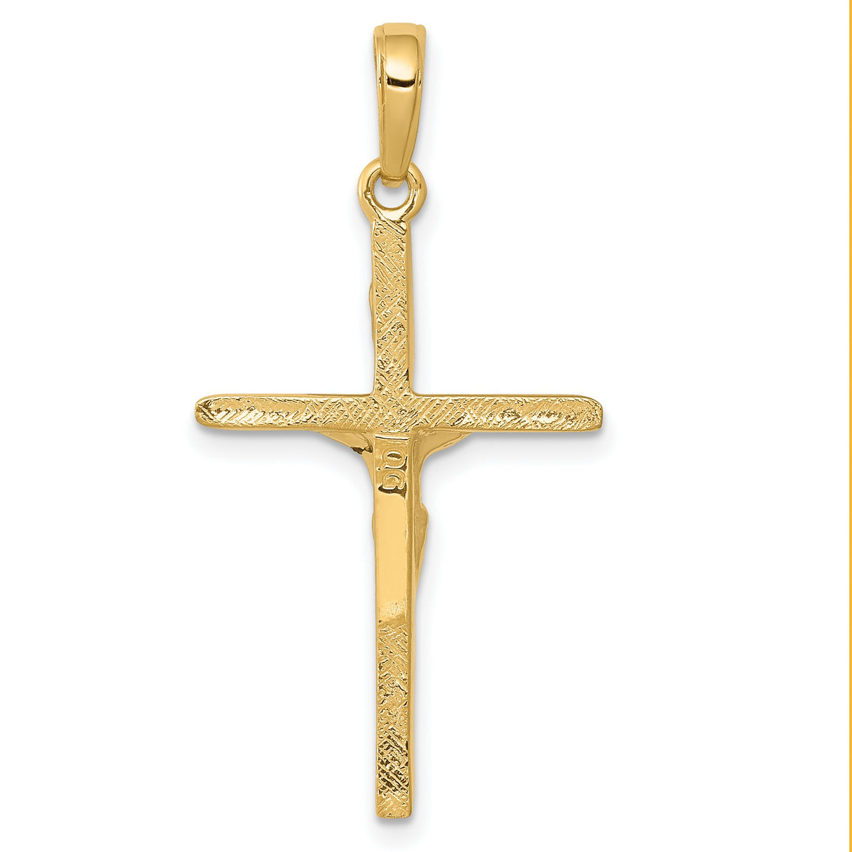 10k Yellow Gold Crucifix Pendant with Jesus on Cross, High Polish Religious Charm for Men and Women