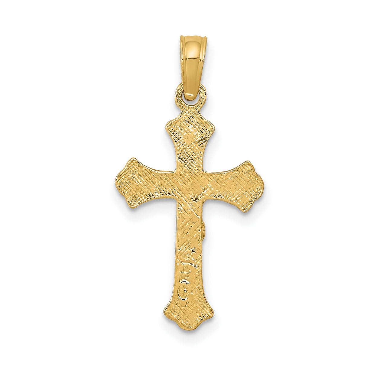 10k Yellow Gold Crucifix Pendant with INRI Jesus Detail Latin Cross Charm