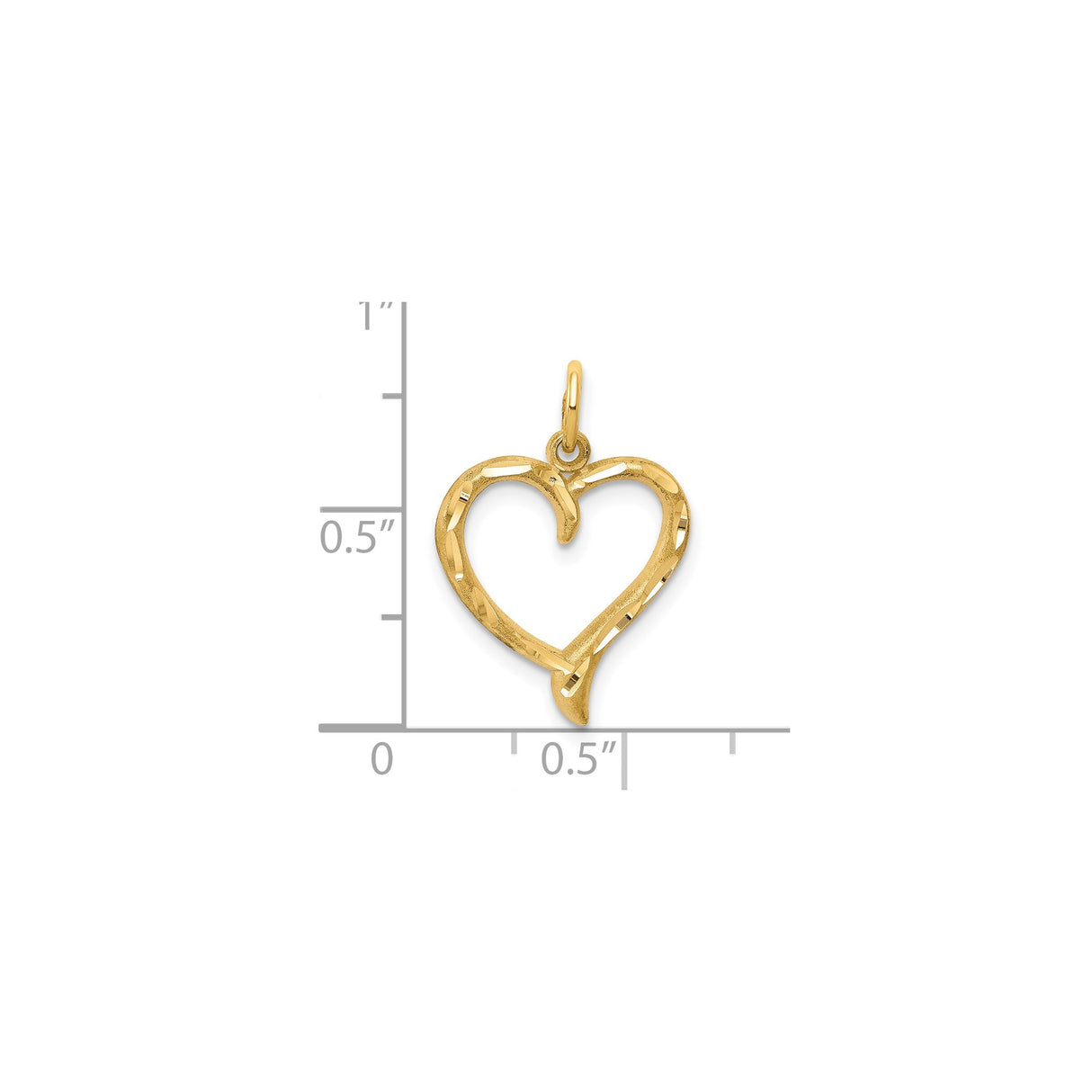 10k Yellow Gold Heart Pendant with Open Design and Textured Polished Finish for Women