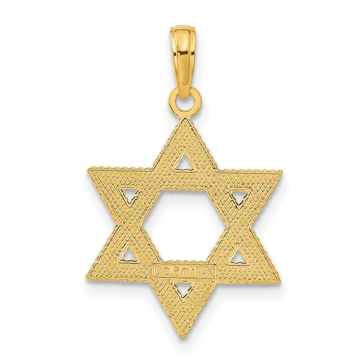 10k Yellow Gold Star of David Pendant, Detailed Textured Jewish Charm for Men or Women