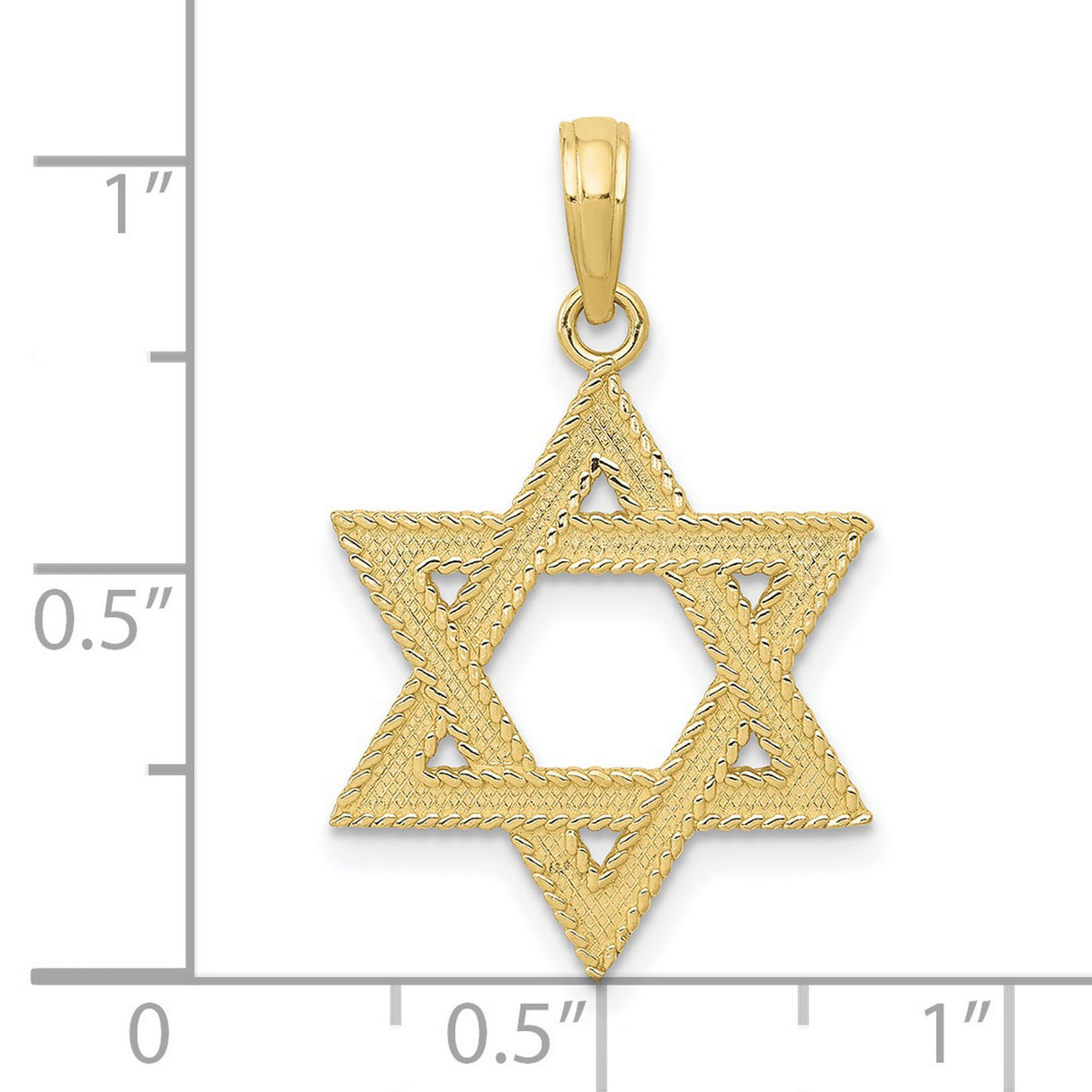 10k Yellow Gold Star of David Pendant, Detailed Textured Jewish Charm for Men or Women
