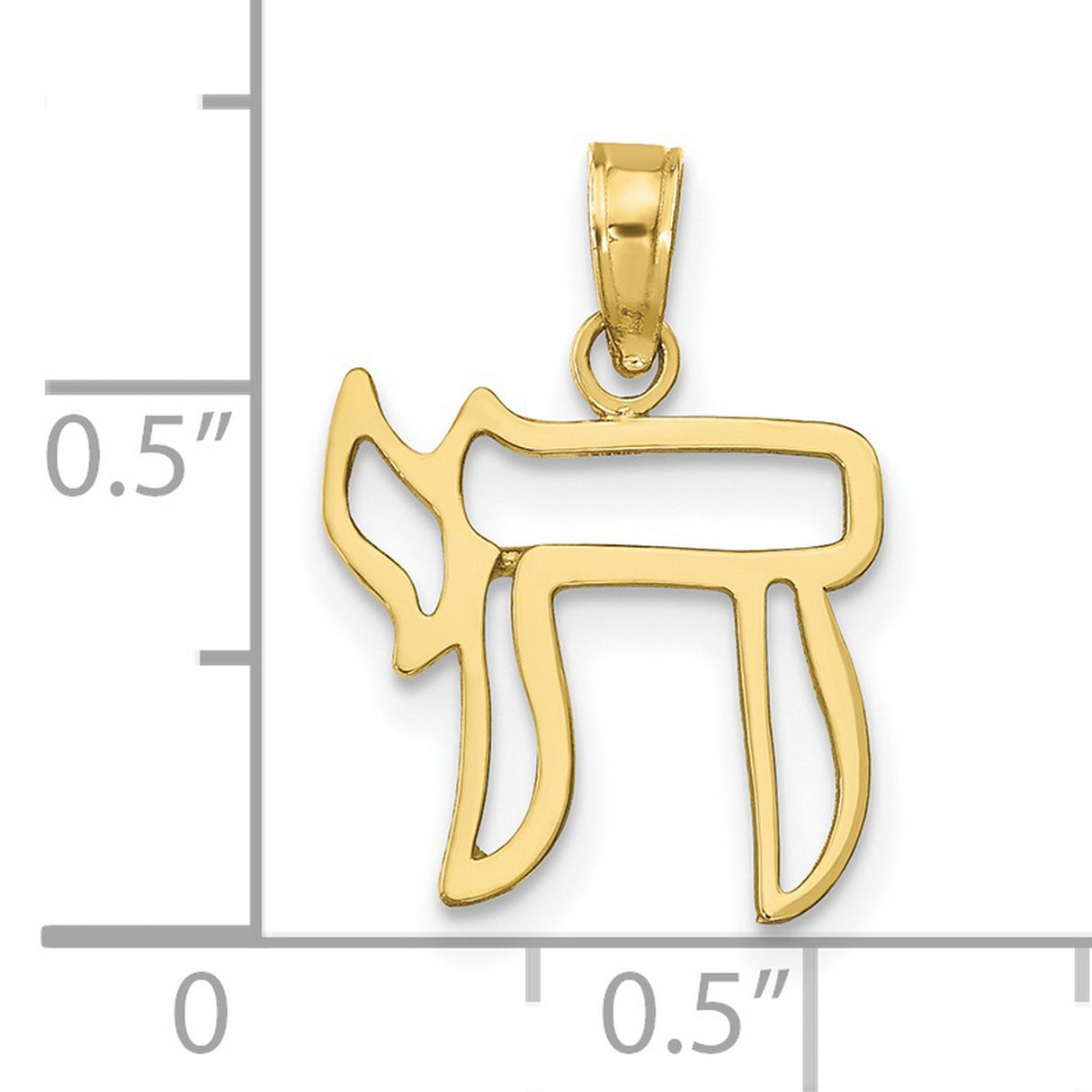 10k Yellow Gold Chai Pendant with Hebrew Life Symbol Cut-Out Design, Jewish Religious Charm