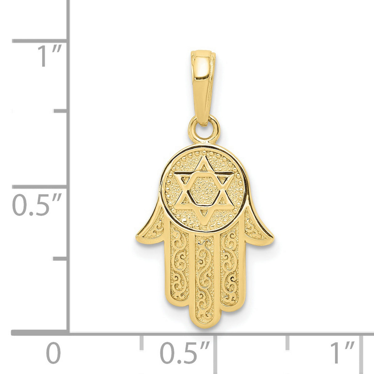 10k Yellow Gold Hamsa Pendant with Star of David, Filigree Jewish Charm, Spiritual Judaica Jewelry