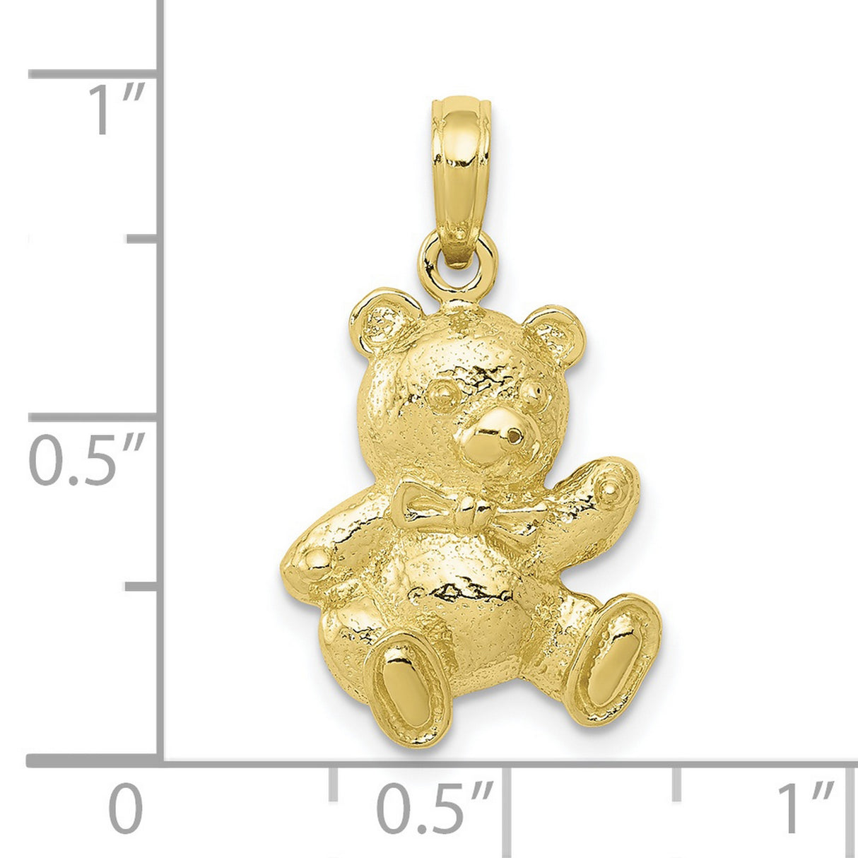 10k Yellow Gold Teddy Bear Pendant with Textured Finish and Bow Tie Detail
