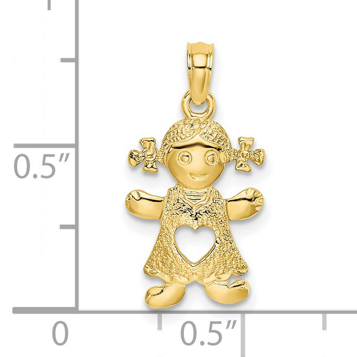 10k Yellow Gold Girl Silhouette Pendant with Pigtails and Heart Cutout, Sentimental Charm