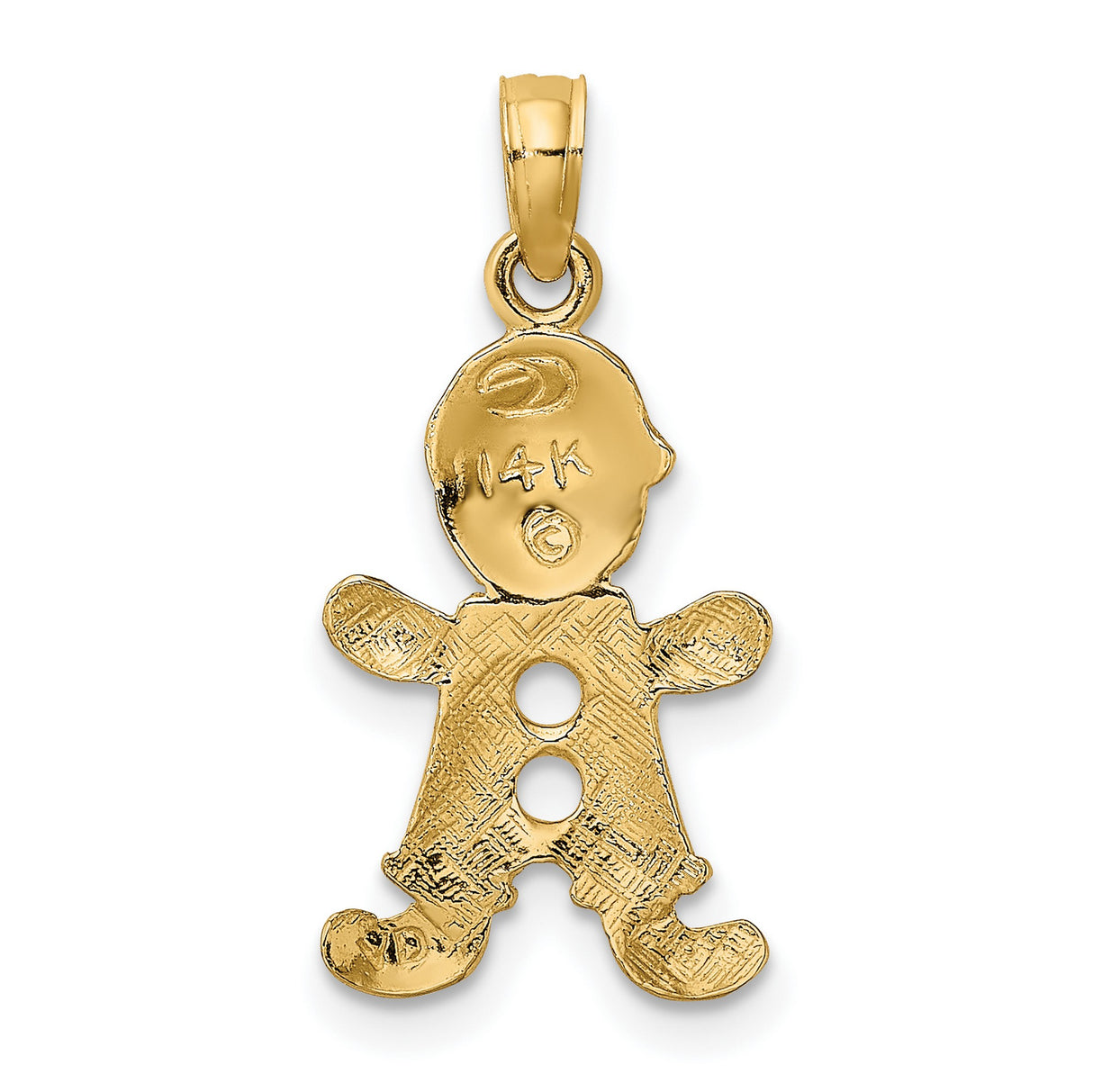 10k Yellow Gold Boy Charm Pendant with Cap and Overalls, Family Keepsake Jewelry for Mothers
