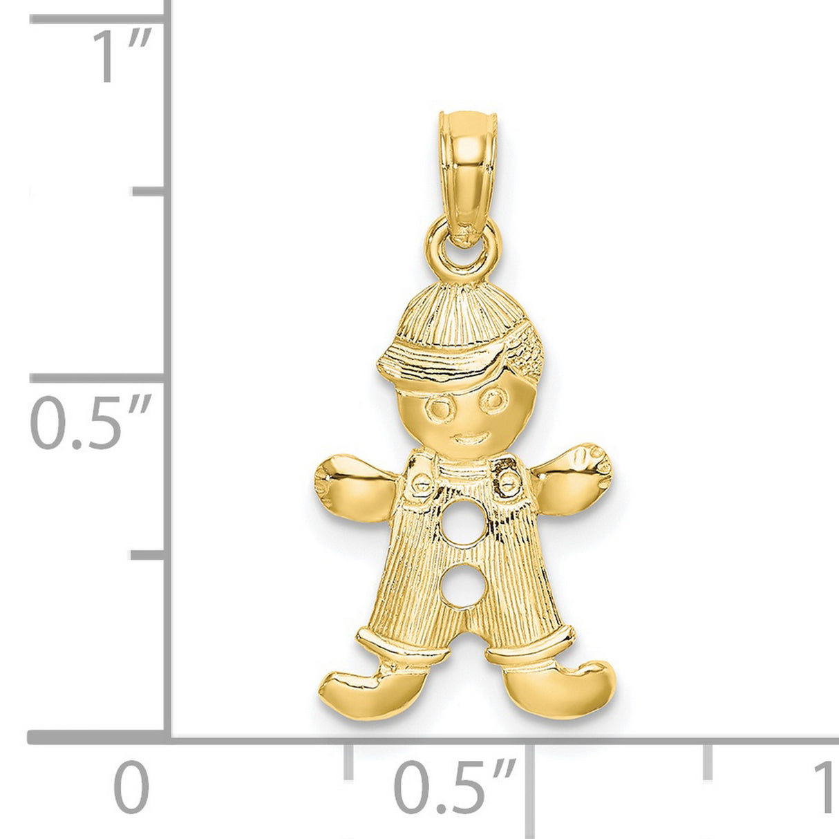 10k Yellow Gold Boy Charm Pendant with Cap and Overalls, Family Keepsake Jewelry for Mothers