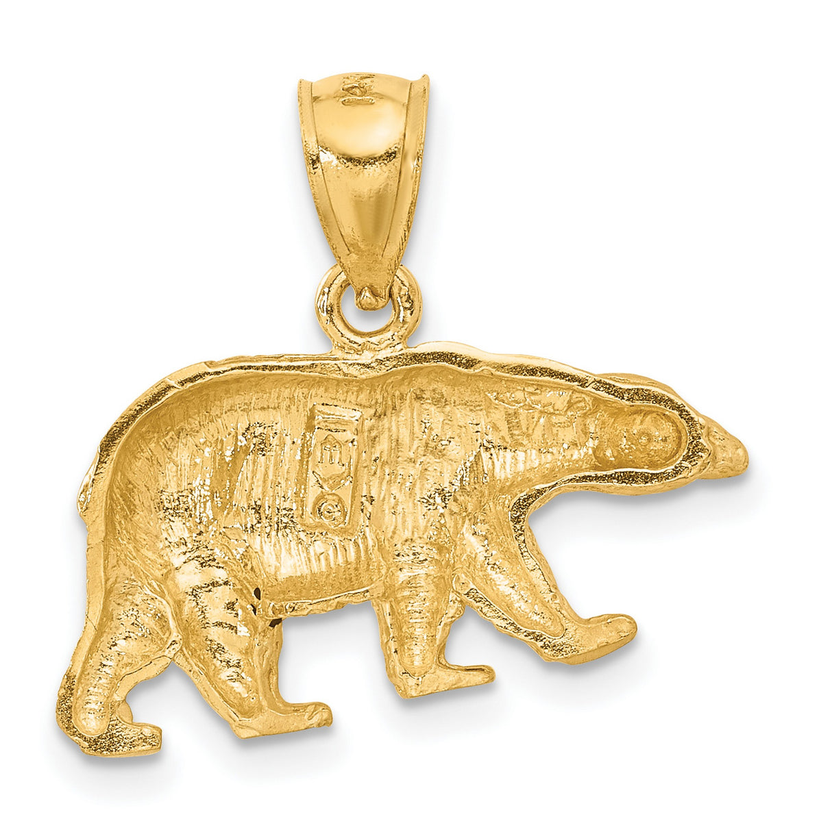 10k Yellow Gold Polar Bear Pendant, Highly Detailed Wilderness Animal Charm for Men or Unisex