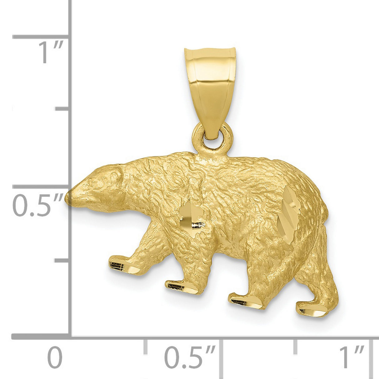 10k Yellow Gold Polar Bear Pendant, Highly Detailed Wilderness Animal Charm for Men or Unisex