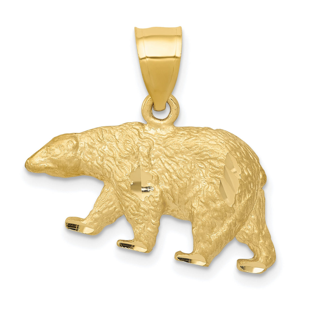 10k Yellow Gold Polar Bear Pendant, Highly Detailed Wilderness Animal Charm for Men or Unisex