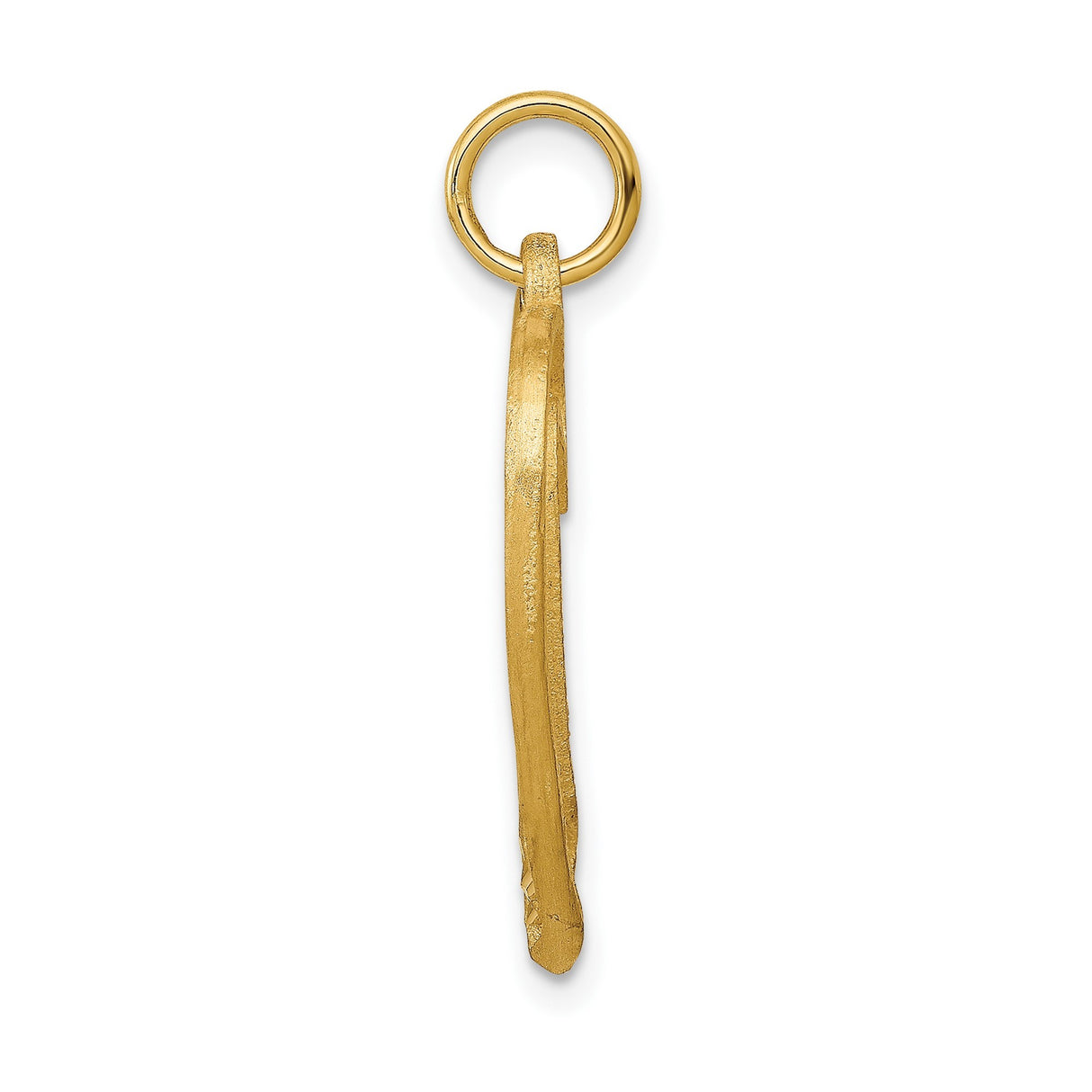 10k Yellow Gold Cross Pendant with Open Heart and Diamond Accent, Textured Brushed Finish