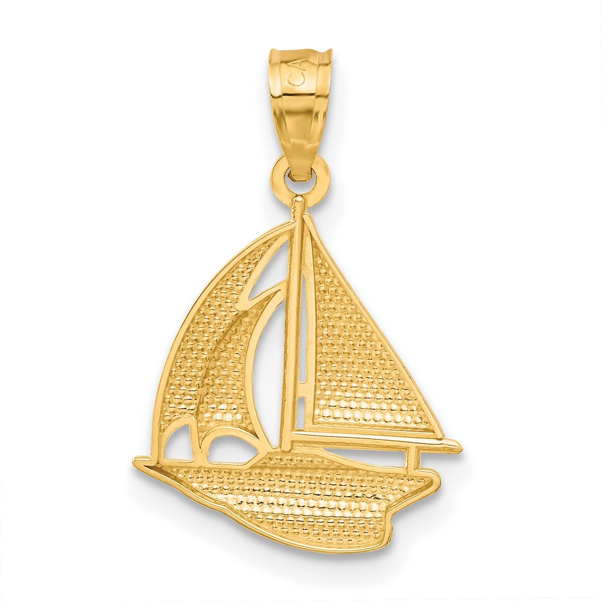 10k Yellow Gold Sailboat Pendant, Nautical Ocean Charm, Unisex Sailing Jewelry
