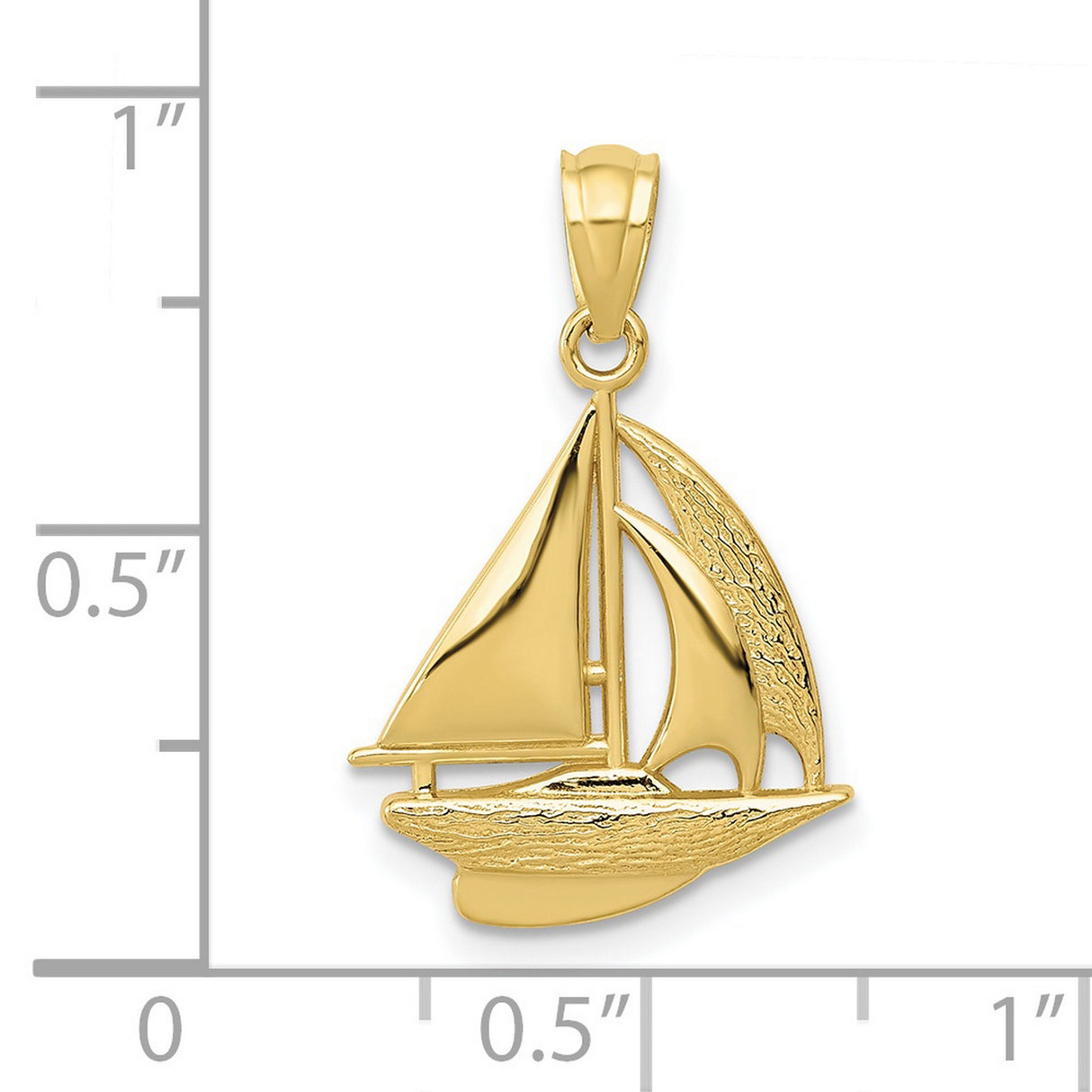 10k Yellow Gold Sailboat Pendant, Nautical Ocean Charm, Unisex Sailing Jewelry