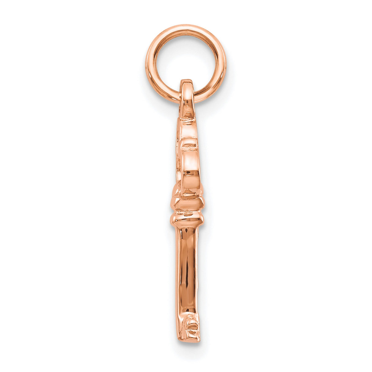 10k Rose Gold Key Pendant with Heart Trefoil Top, Vintage Inspired Symbolic Jewelry for Women