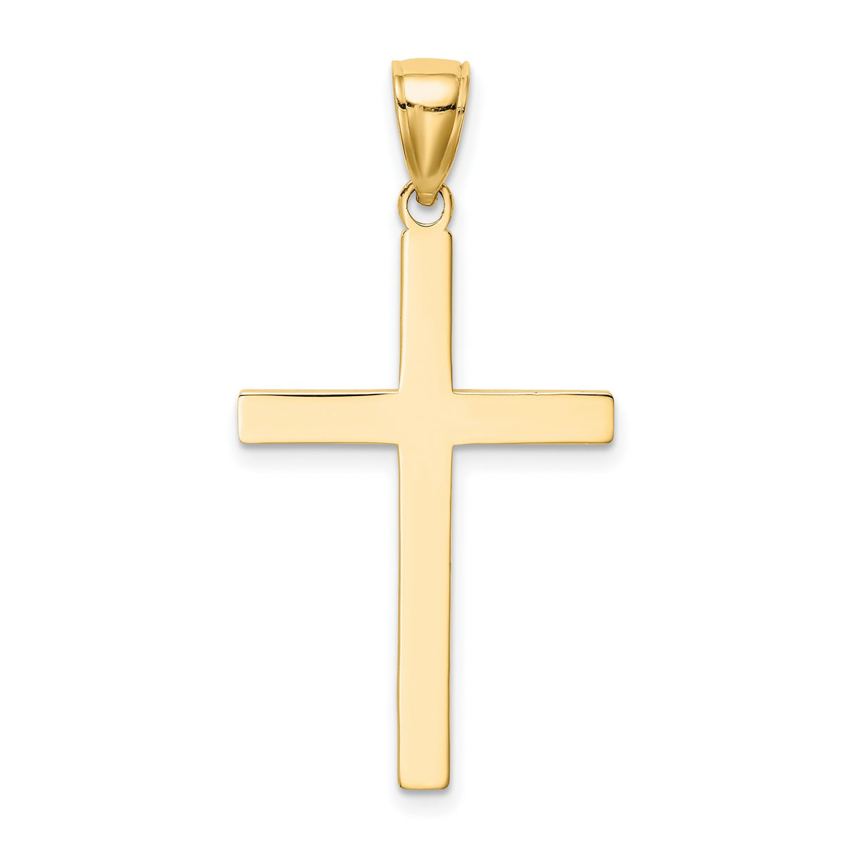10k Yellow Gold Cross Pendant with High Polish Finish, Modern Faith-Inspired Unisex Design