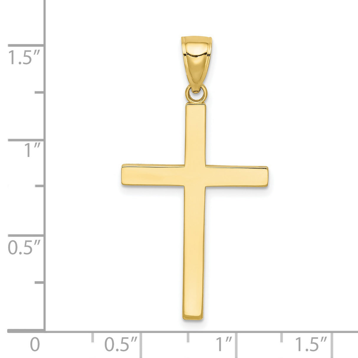 10k Yellow Gold Cross Pendant with High Polish Finish, Modern Faith-Inspired Unisex Design
