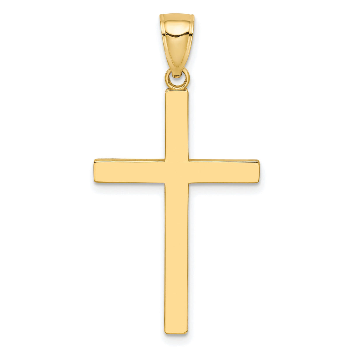 10k Yellow Gold Cross Pendant with High Polish Finish, Modern Faith-Inspired Unisex Design
