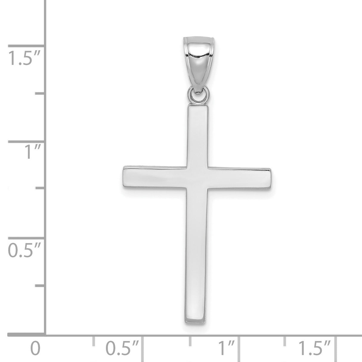 10k White Gold Cross Pendant with Mirror Finish, Minimalist Religious Design for Men and Women