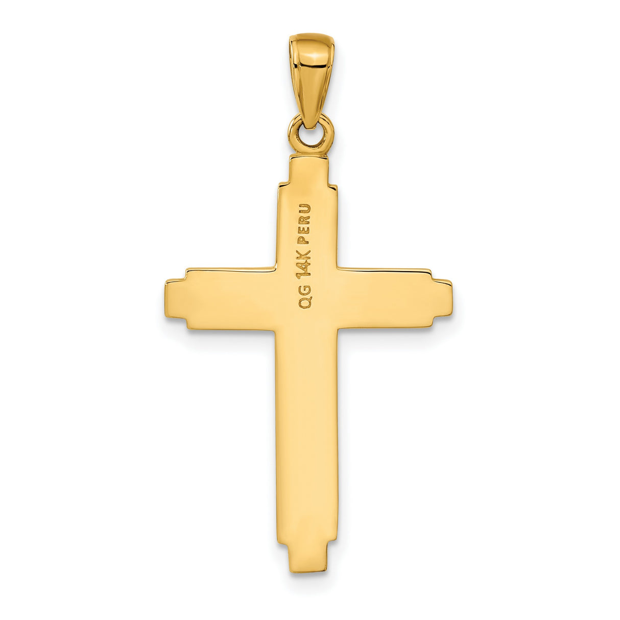 10k Yellow Gold Cross Pendant, Polished Christian Faith Symbol, Religious Charm for Men and Women