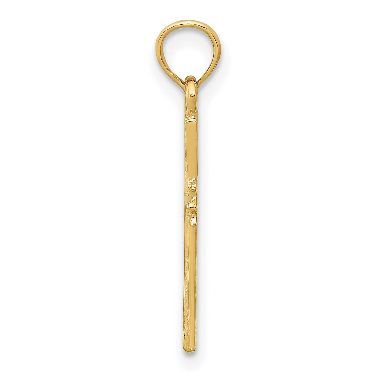 10k Yellow Gold Cross Pendant with Textured Flared Arms and Scroll Edge Design