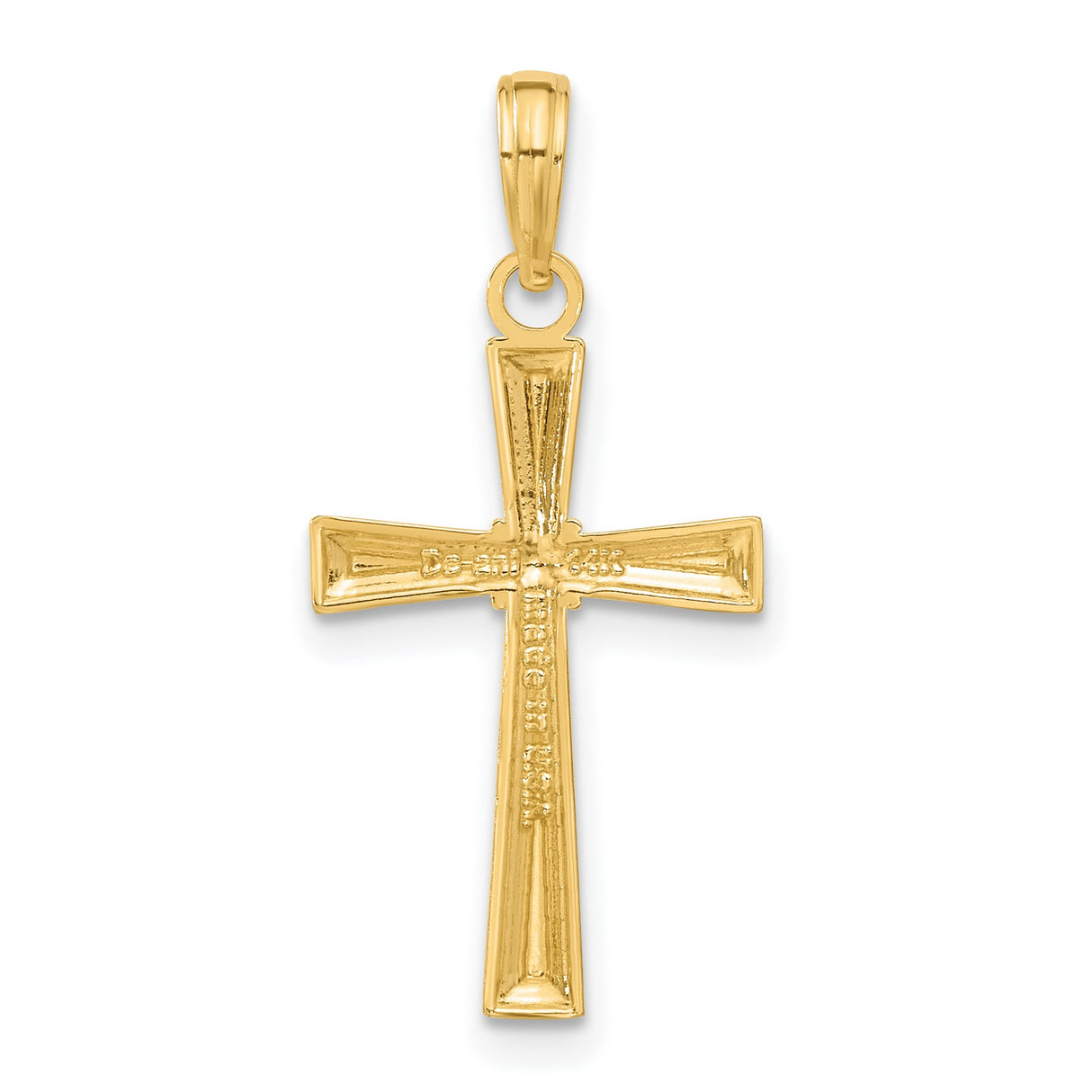 10k Yellow Gold Cross Pendant with Beaded Edge and Polished Tapered Arms