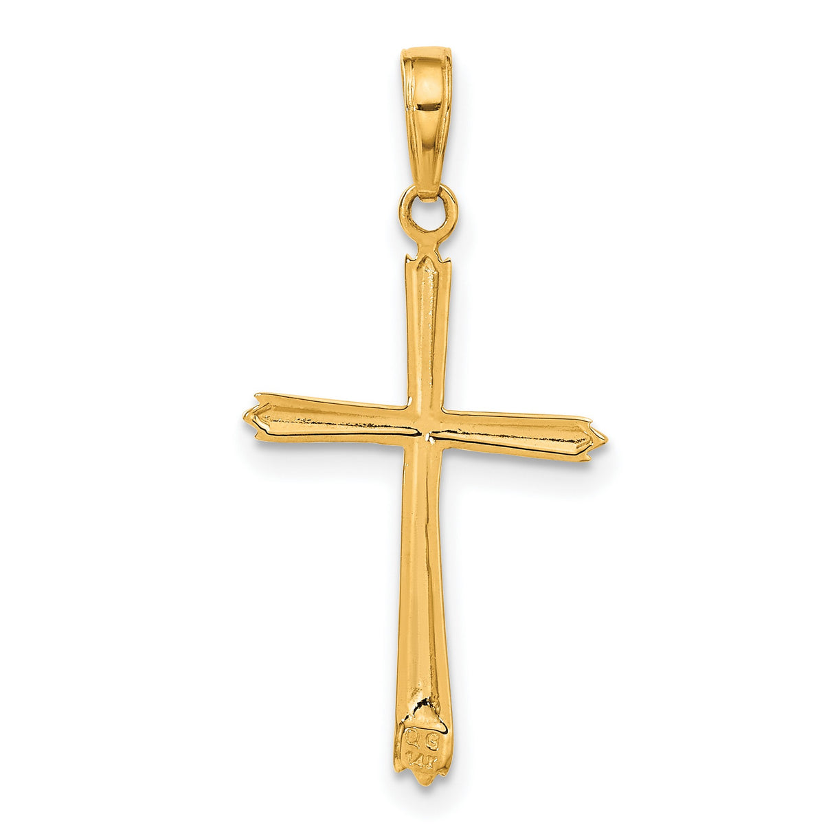 10k Yellow Gold Cross Pendant, Tapered Minimalist Design for Men and Women
