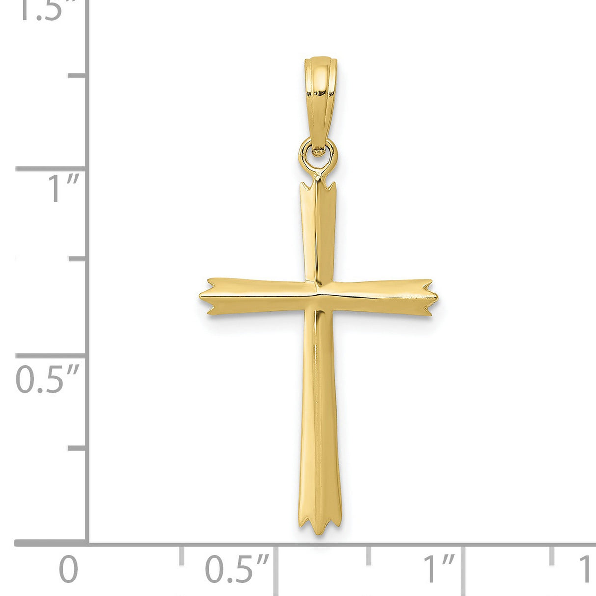 10k Yellow Gold Cross Pendant, Tapered Minimalist Design for Men and Women