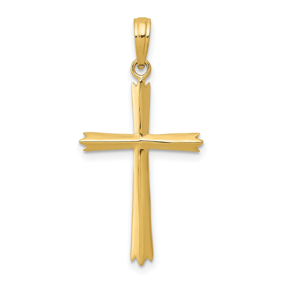 10k Yellow Gold Cross Pendant, Tapered Minimalist Design for Men and Women