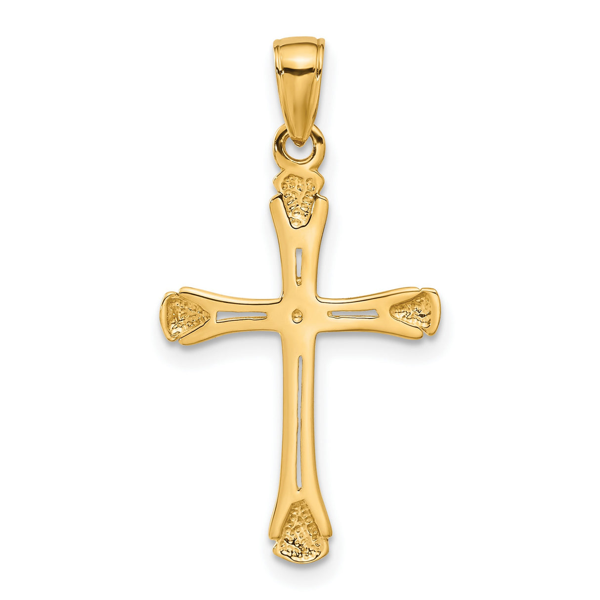 10k Yellow Gold Cross Pendant with Triangle Tips and Polished Curved Arms Religious Design