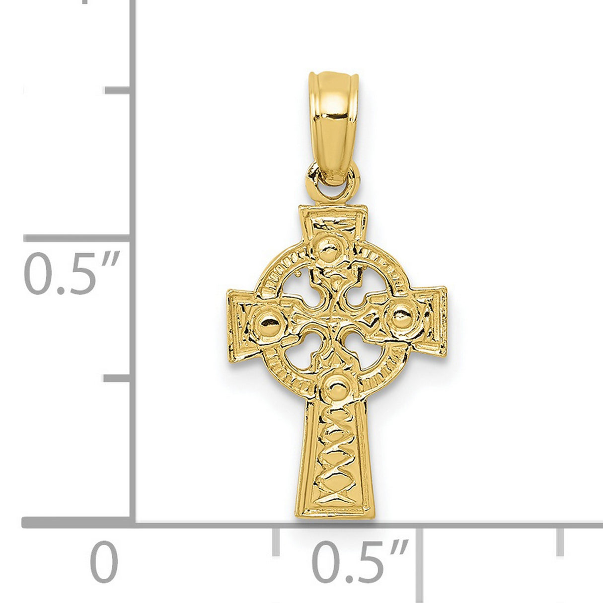 10k Yellow Gold Celtic Cross Pendant with Intricate Knotwork Design for Men and Women