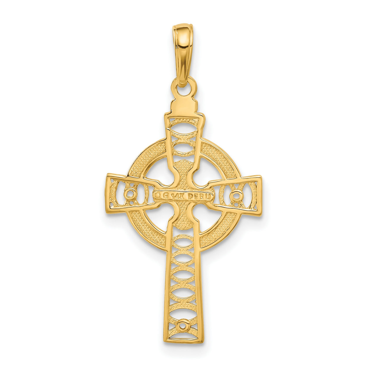 10k Yellow Gold Celtic Cross Pendant with Eternity Halo Design for Men and Women