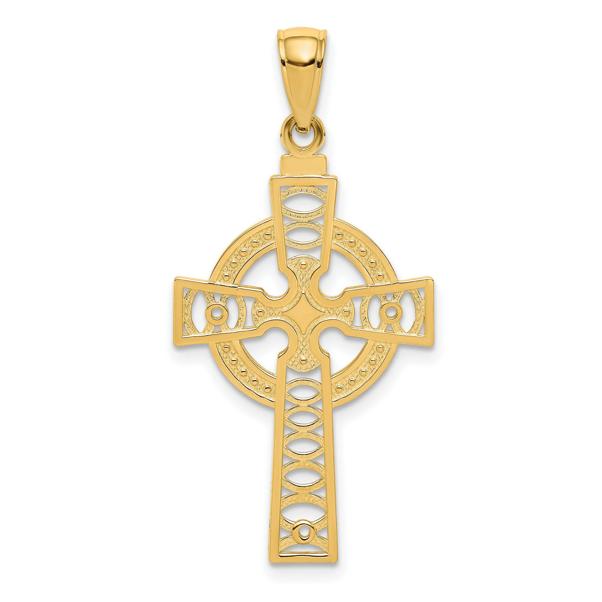 10k Yellow Gold Celtic Cross Pendant with Eternity Halo Design for Men and Women