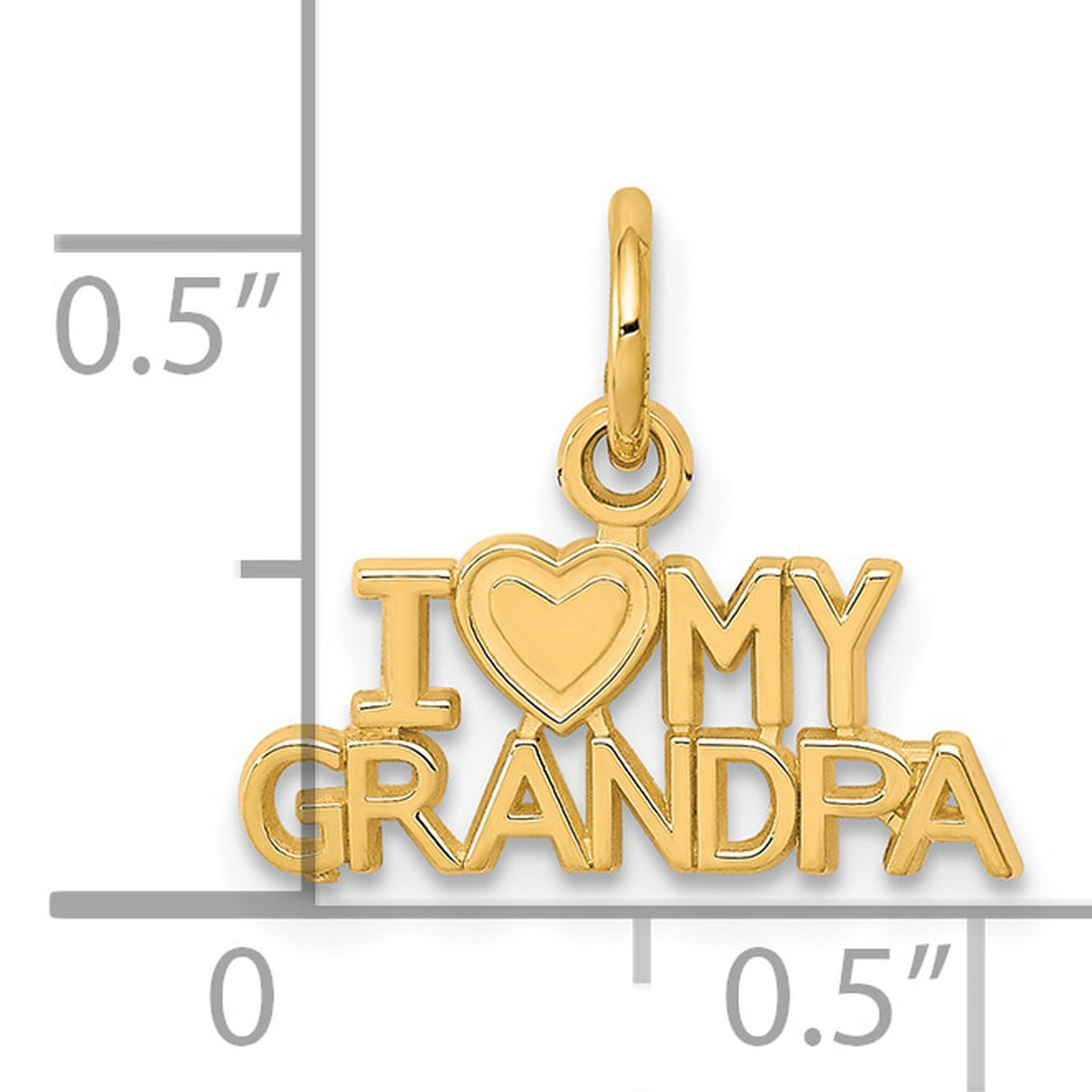 I Love My Grandpa Charm Pendant in Real 10k Yellow Gold