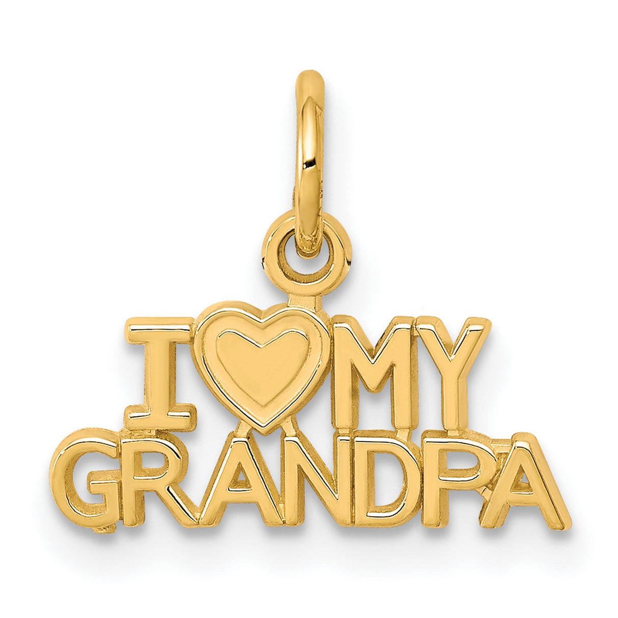 I Love My Grandpa Charm Pendant in Real 10k Yellow Gold