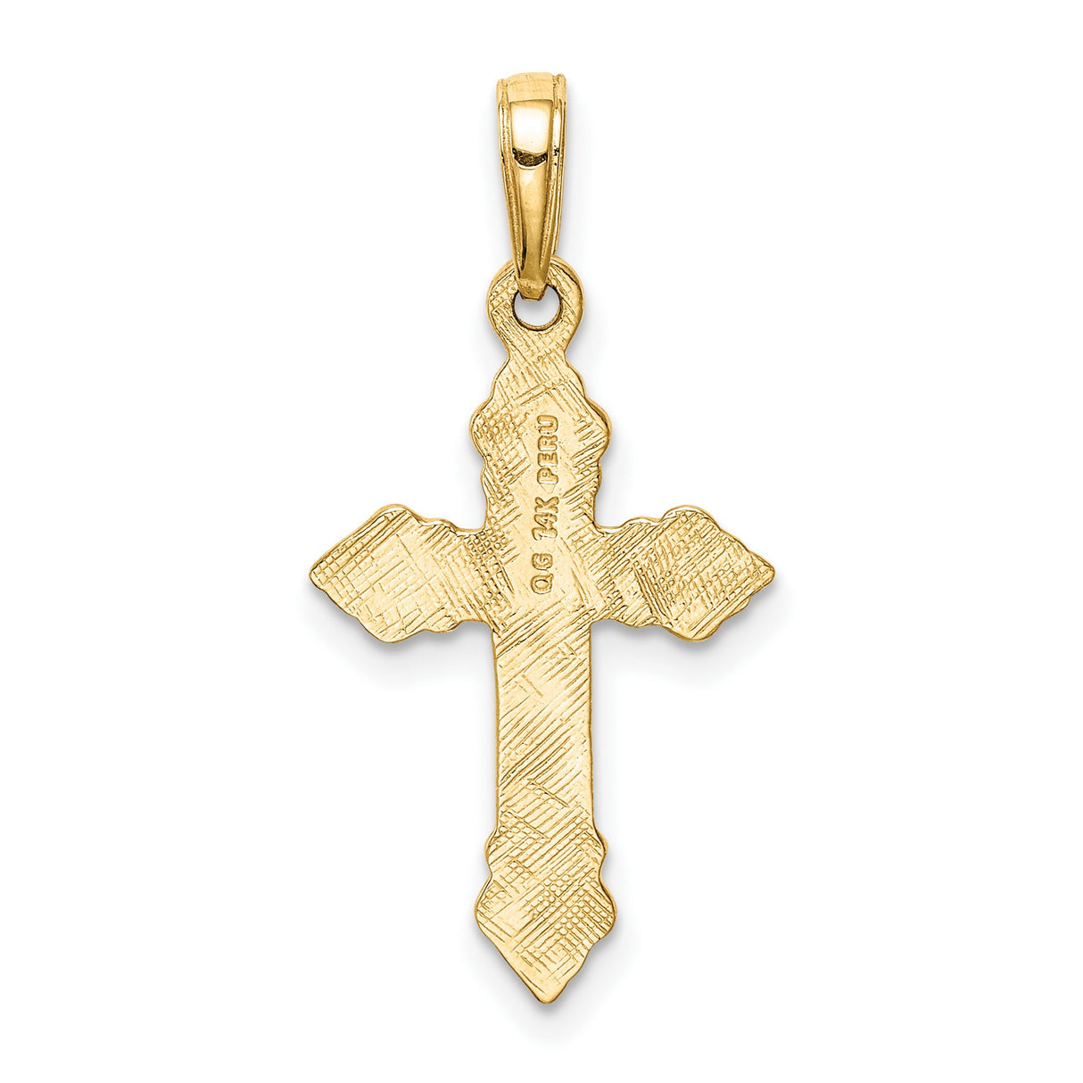 10k Yellow Gold Cross Pendant, Baroque Fleur de Lis Religious Charm for Men and Women