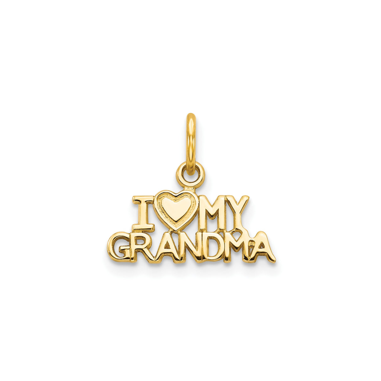 10k Yellow Gold Heart Cutout Pendant with I Love My Grandma Text, Sentimental Family Charm
