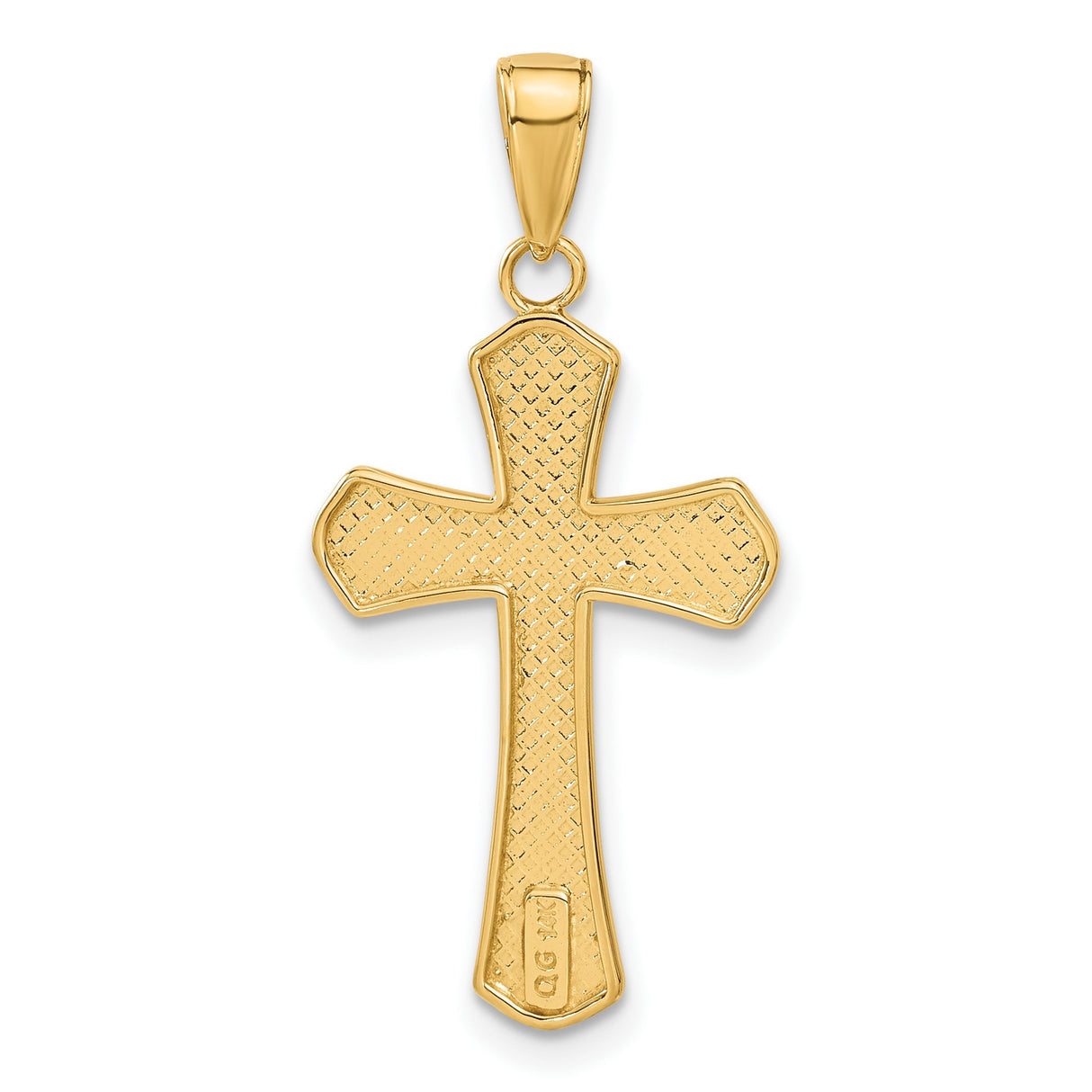 10k Yellow Gold Cross Pendant with Diamond Cut Detailing and Mirror Finish