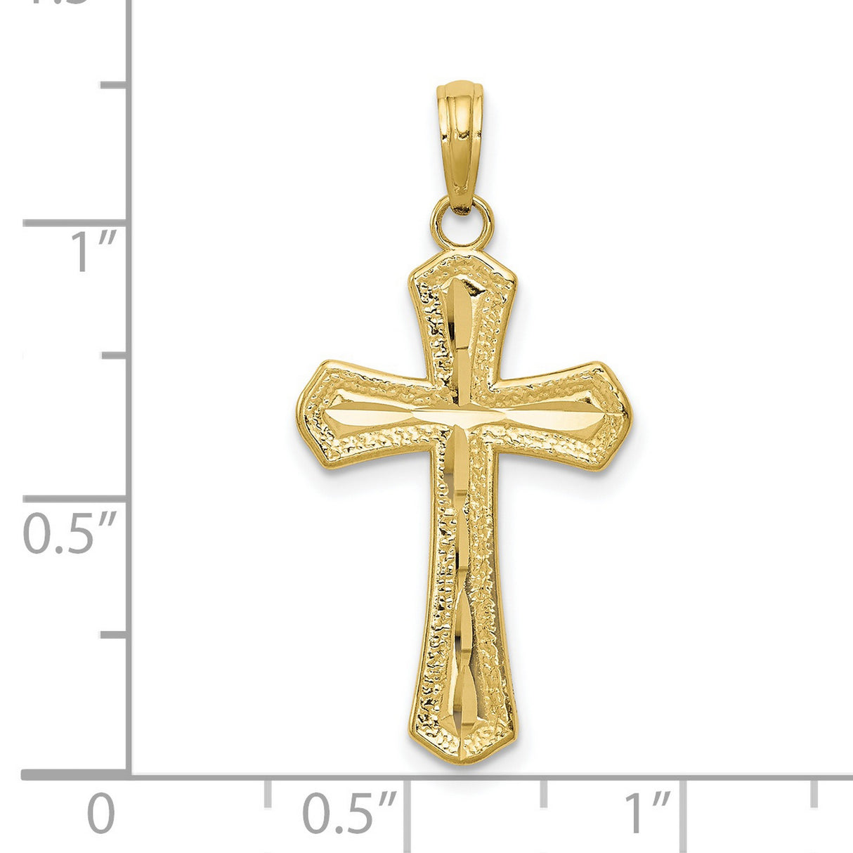 10k Yellow Gold Cross Pendant with Diamond Cut Detailing and Mirror Finish