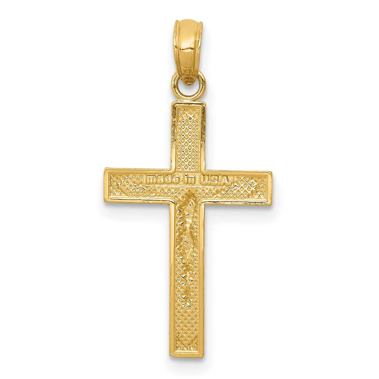 10k Yellow Gold Crucifix Pendant with Jesus Figure, Religious Latin Cross Charm Jewelry