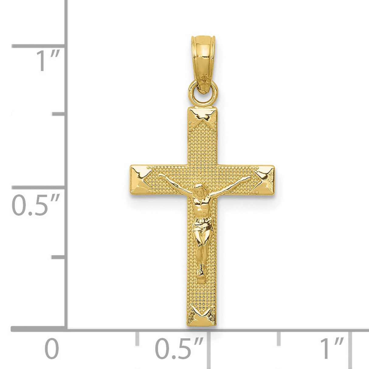 10k Yellow Gold Crucifix Pendant with Jesus Figure, Religious Latin Cross Charm Jewelry