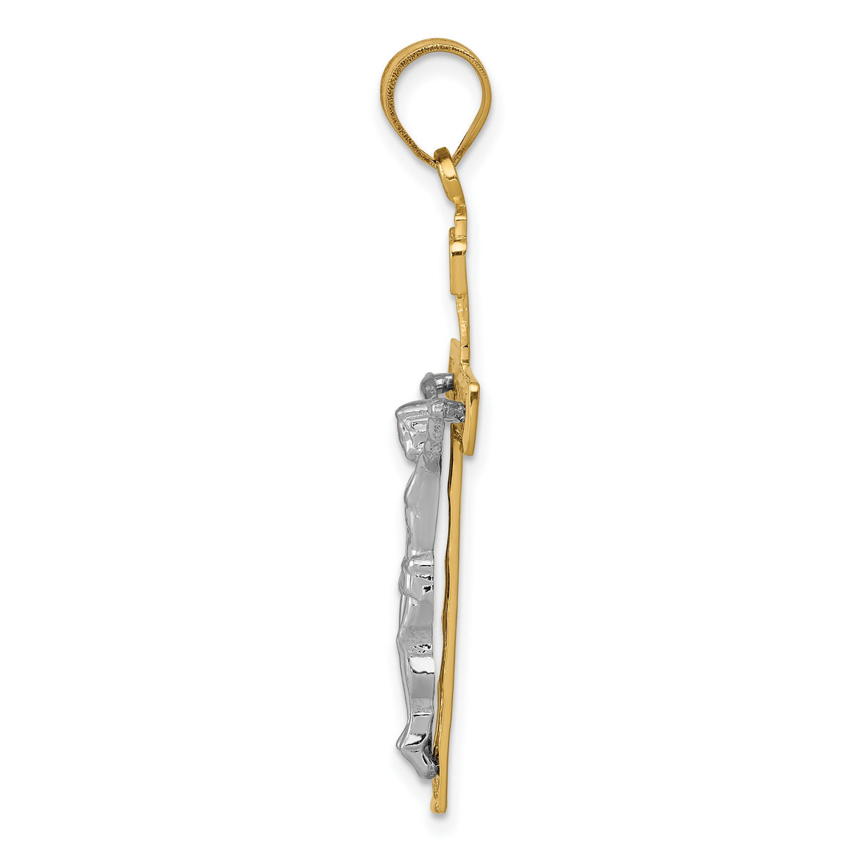 10k Multi-Tone Gold Crucifix Cross Pendant with INRI Plaque and Jesus Figure