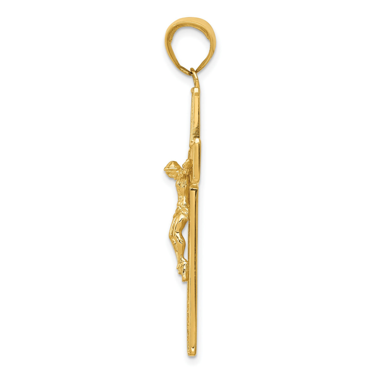 10k Yellow Gold Crucifix Cross Pendant, Textured Latin Design, Christian Jewelry Charm