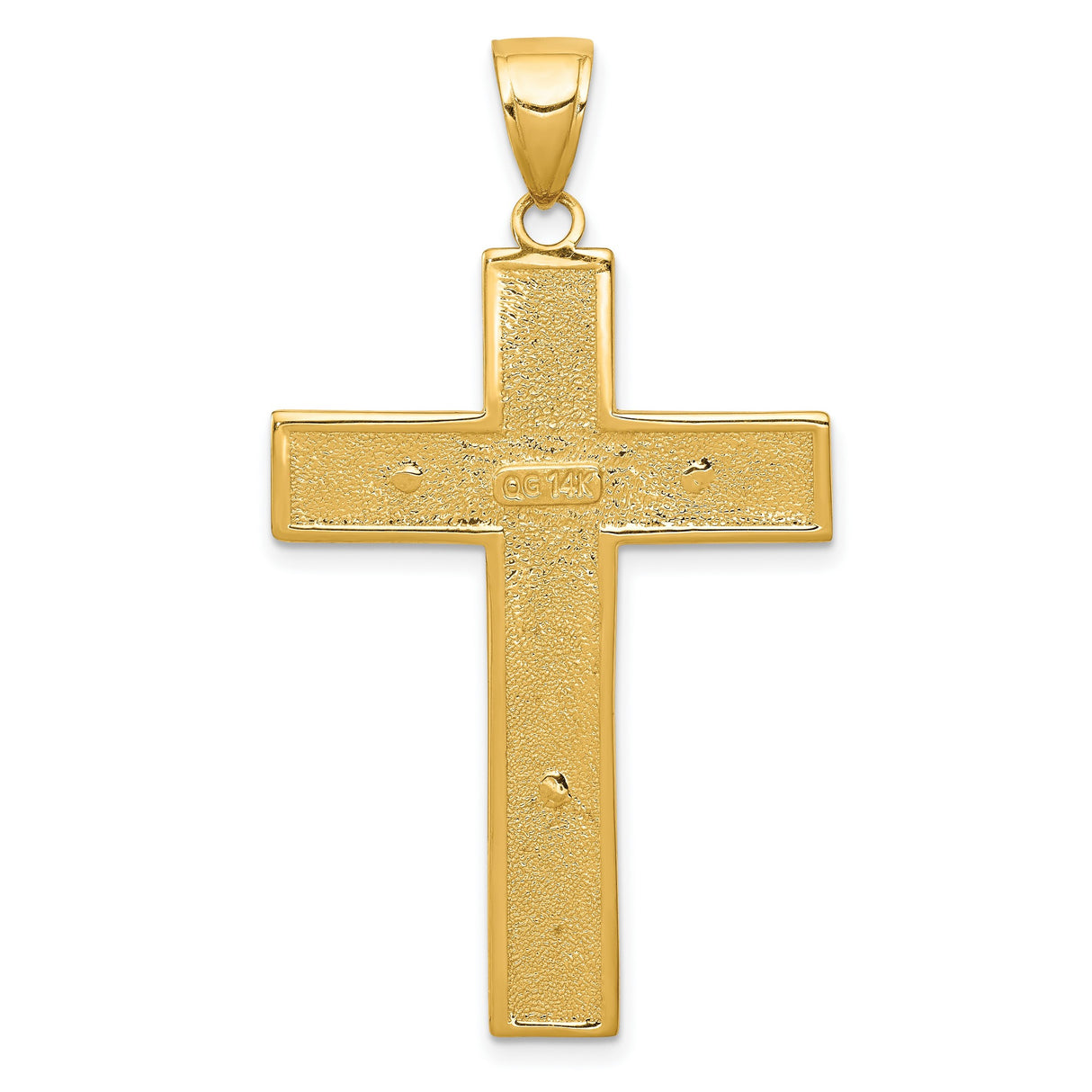 10k Yellow Gold Crucifix Cross Pendant, Textured Latin Design, Christian Jewelry Charm